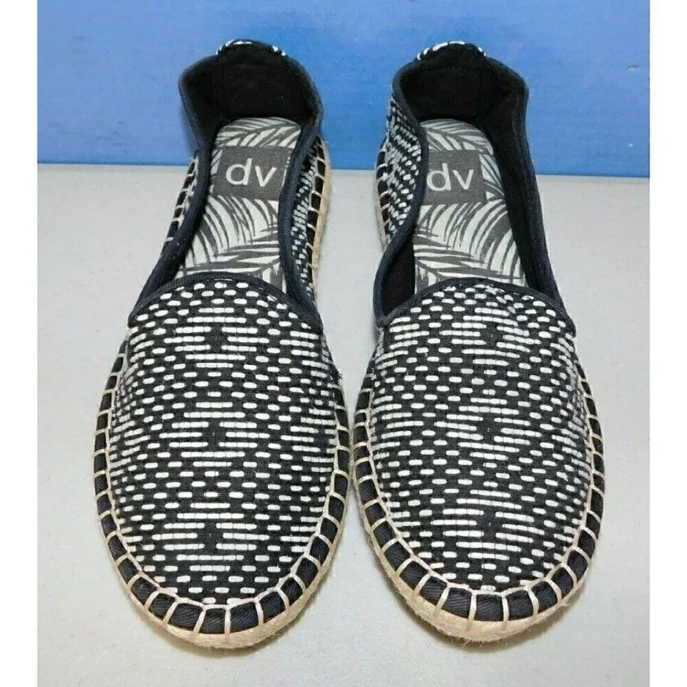 DV BLACK & BEIGE WOVEN TEXTILE SLIP ON SHOES, WOMAN'S SIZE 6.5